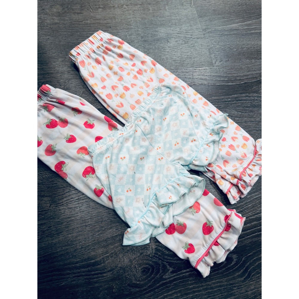 Floral Threads and Rampage Toddler Girls Pajama Bottoms Set 24M Strawberry Tulip